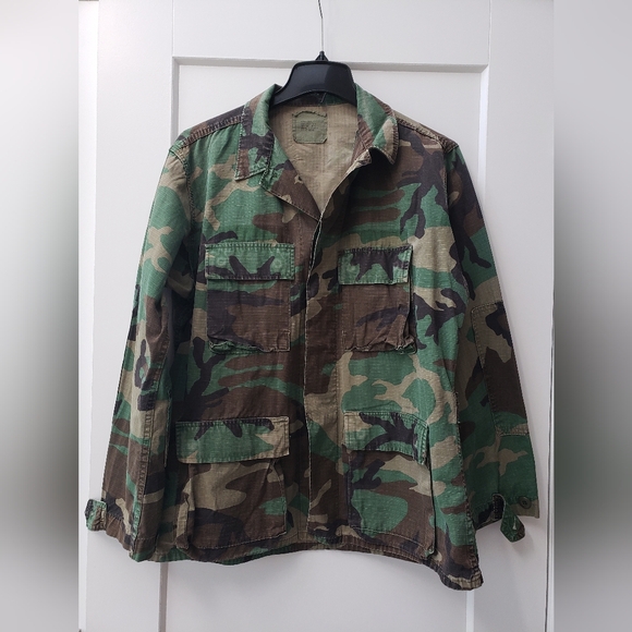 American Apparel men's medium woodland camouflage combat coat jacket - Picture 1 of 10